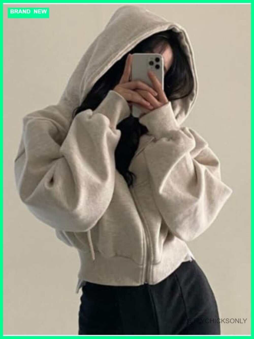 Cropped Zip Up Hoodie Women Fleece Hooded Sweatshirt Slim Fit Short Jacket